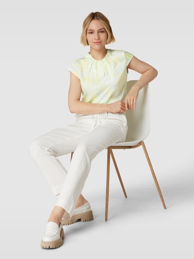 COMMA Blusenshirt mit Allover-Muster Hellgelb 1