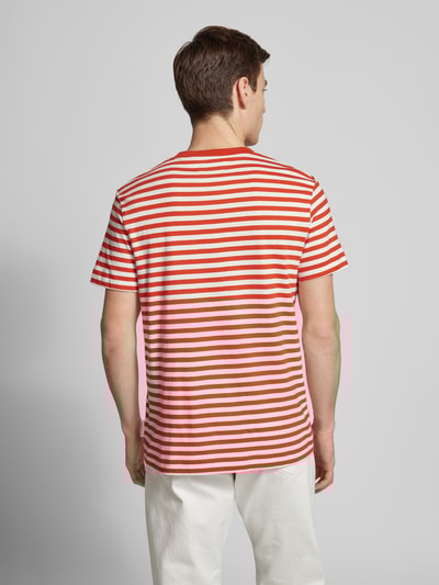Marc O'Polo T-shirt o kroju regular fit z czystej bawełny ze wzorem w paski Pomarańczowy 5