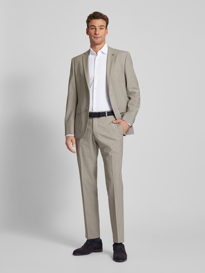 Jake*s Slim Fit Businesshemd aus Uni Struktur Weiss 1