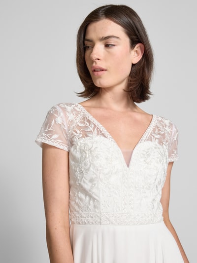 Luxuar Sukienka wieczorowa z koronkowym obszyciem Złamany biały 3