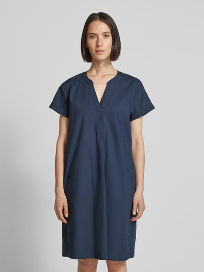 Jake*s Casual Knielanges Kleid mit V-Ausschnitt Dunkelblau 4