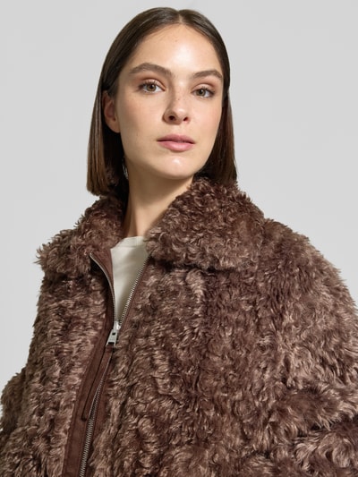 HUGO Regular Fit Teddy- / Webpelzjacke mit Umlegekragen Modell 'Amoa' Beige 3