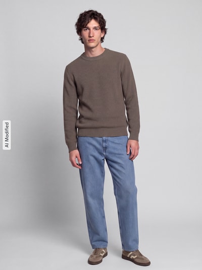 Selected Regular Fit Strickpullover aus reiner Baumwolle Modell 'DANE' Hellbraun 1