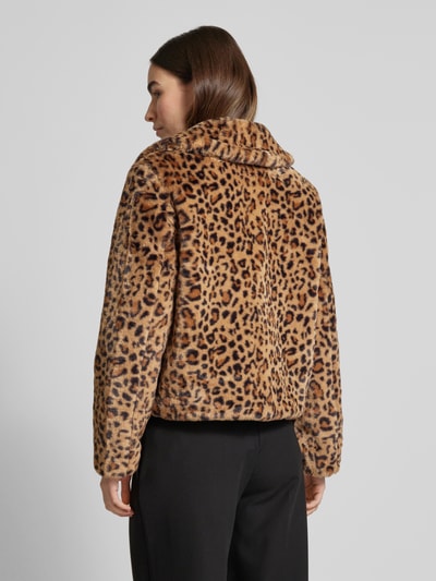 Vero Moda Cropped Kunstpelzjacke mit Animal-Print Modell 'LISSY' Schoko 5