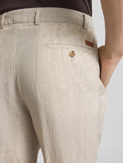 JOOP! Collection Slim fit linnen broek met elastische band, model 'Sake' Beige - 3
