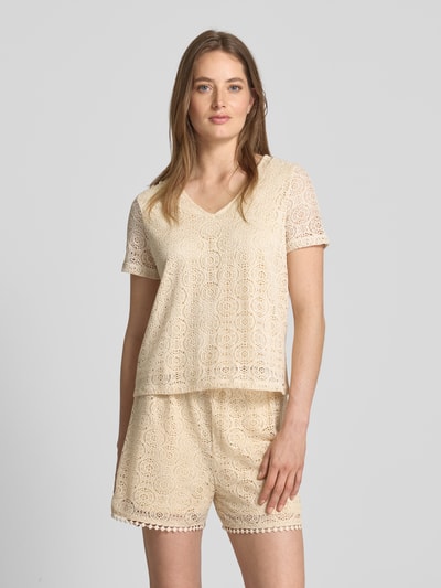 Vero Moda Regular Fit T-Shirt mit Ausbrenner-Effekt Modell 'MAYA' Offwhite 4