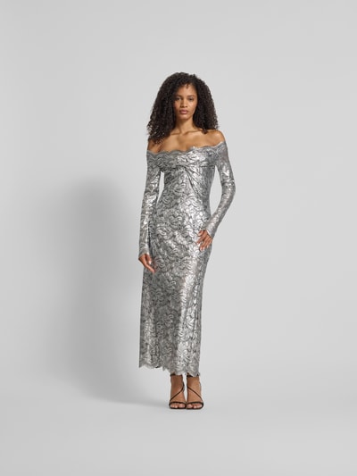 Rabanne Off-Shoulder-Kleid aus Spitze Hellgrau 4