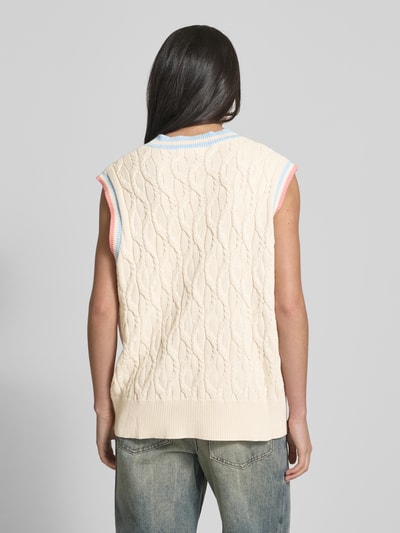 ANOTHER COTTON LAB Bezrękawnik z dzianiny z wyhaftowanym logo Złamany biały 5