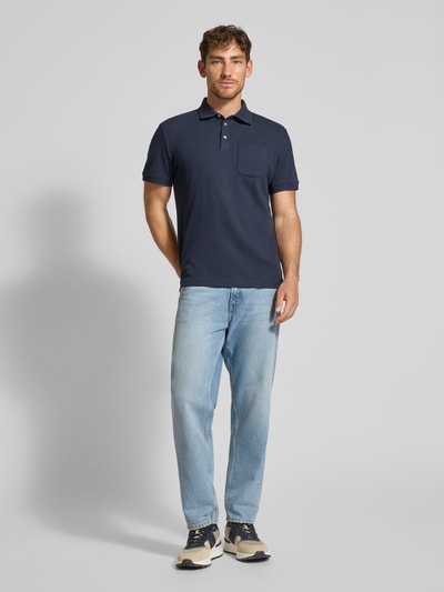 Tom Tailor Regular fit poloshirt van katoenmix Donkerblauw - 1