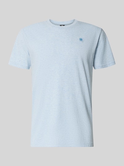Produktfoto, Regular Fit T-Shirt aus reiner Baumwolle von G-Star Raw, melanż, naszywka z logo, okrągły dekolt, dżersej, bawełna.