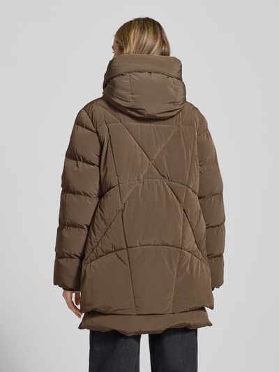 Blonde No. 8 Lange winterjas met imitatiebont, model 'FROST' Taupe - 5