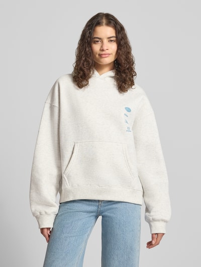 ANOTHER COTTON LAB Hoodie mit Label-Prints und Känguru-Tasche Mittelgrau Melange 4