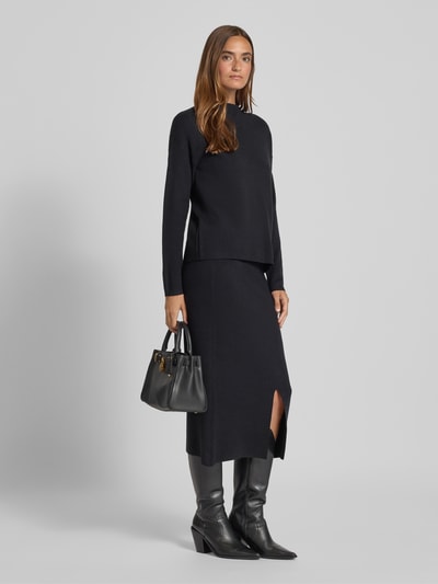 Christian Berg Woman Oversized Strickpullover mit geripptem Stehkragen Black 1