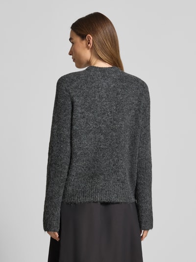 Jake*s Casual Oversized gebreide pullover met ribboorden Donkergrijs gemêleerd - 5