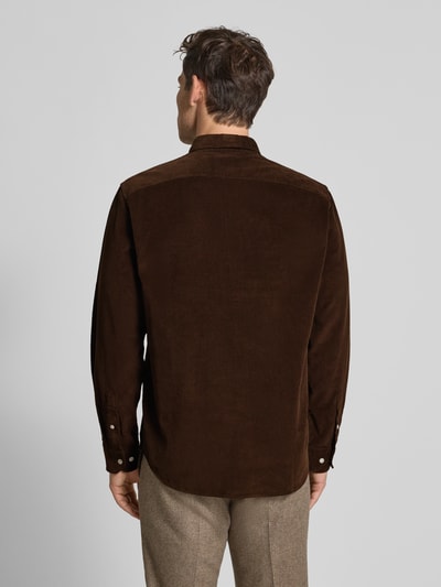 SELECTED HOMME Koszula sztruksowa o kroju regular fit z czystej bawełny model ‘DANNI’ Ciemnobrązowy 5