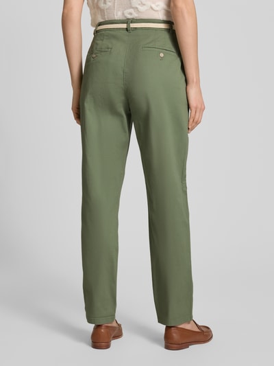 Christian Berg Woman Casual fit chino met riem Rietgroen - 5
