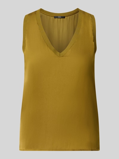 Produktfoto, Relaxed Fit Top mit V-hals van zero in goudgele Satijn, mouwloos design, ruglengte maat 36: 58 cm, dames top