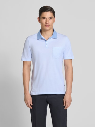 MAERZ Muenchen regular fit poloshirt met structuurpatroon en borstzak Bleu - 4