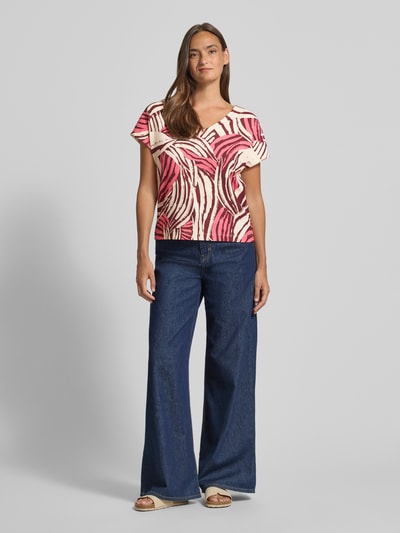 s.Oliver RED LABEL Relaxed Fit T-Shirt mit Allover-Muster Pink 1