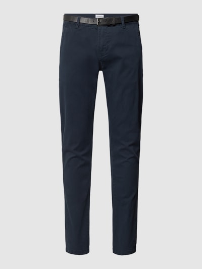 Lindbergh Regular Fit Chino mit Gürtel Marine 2