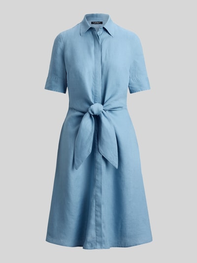 Lauren Ralph Lauren Knielanges Leinenkleid mit Bindegürtel Modell 'WAKANA' Hellblau 2