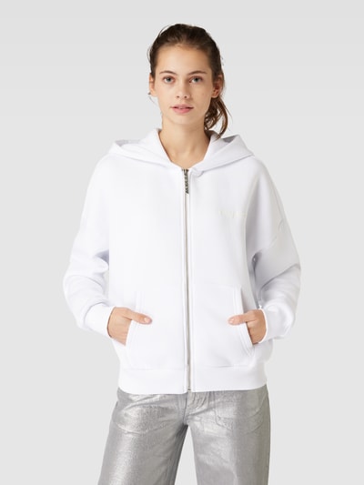 Review Sweatjacke mit Label-Print Weiss 4