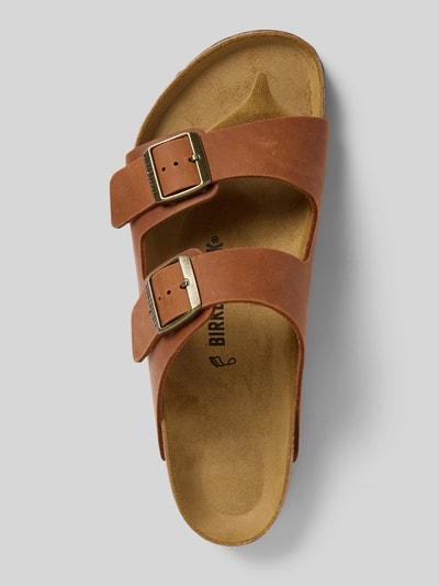 Birkenstock Slippers van leer met doornsluiting, model 'Arizona' Cognac - 3