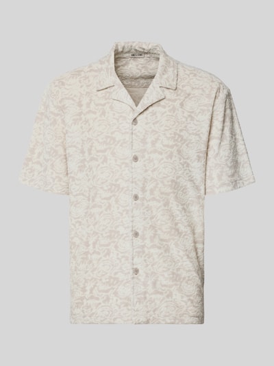 Produktfoto, Relaxed Fit Freizeithemd mit Baumwoll-Anteil Modell 'CLEMENT' von Only & Sons, Allover-Muster, Frottee-Textur, beige-weiß