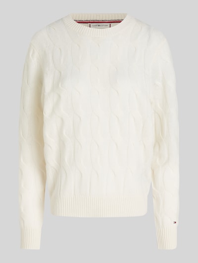 Tommy Hilfiger Regular Fit Pullover aus reiner Wolle Offwhite 2