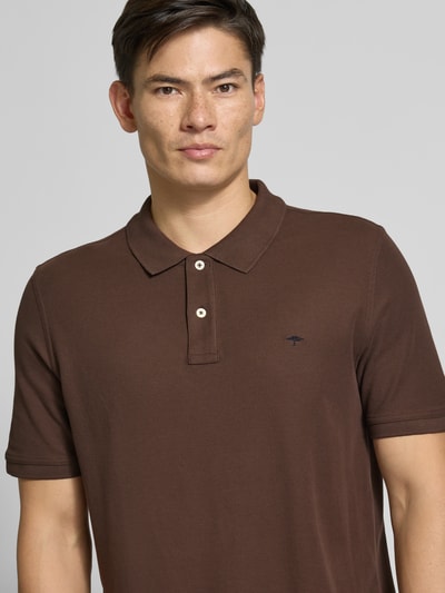 Fynch-Hatton Regular fit poloshirt met logostitching Middenbruin - 3