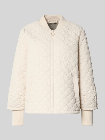 Productfoto, Regular Fit Steppjacke mit Eingrifftaschen Modell 'Bingo' van FREE/QUENT, effen crème, fijne horizontale quiltstructuur, ritssluiting, opstaande kraag, elastische mouwuiteinden, lengte 63 cm, schouderbreedte 43 cm, borstwijdte 51 cm, mouwlengte 64 cm
