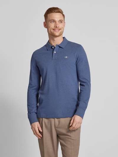 Gant Regular Fit Poloshirt mit Label-Stitching Modell 'SHIELD' Jeansblau Melange 4