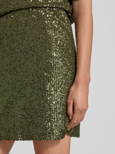 mbyM Minirock mit Paillettenbesatz Modell 'Orice' Dunkelgruen 3