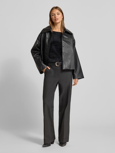 s.Oliver BLACK LABEL Regular fit gebreide pullover met viscose Zwart - 1