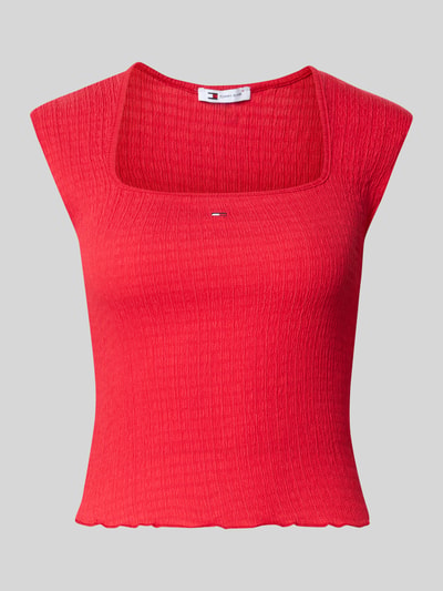 Tommy Jeans Top o kroju slim fit z falbanką Czerwony 2