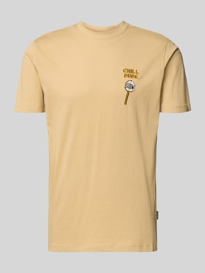 Blend Regular Fit T-Shirt mit Statement-Stitching Modell 'Kameron' Beige 2