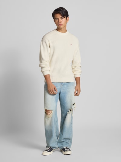 Calvin Klein Jeans Oversized Strickpullover mit gerippten Abschlüssen Offwhite 1