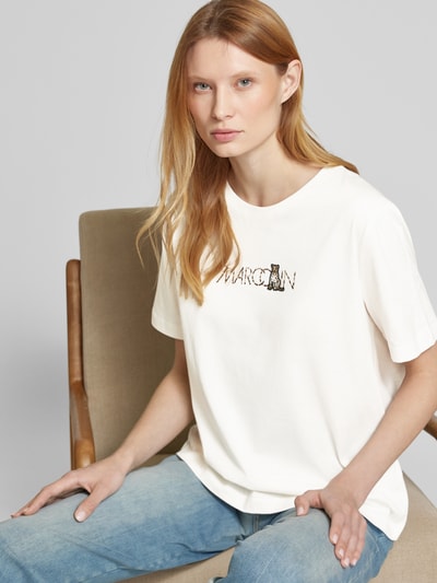 Marc Cain T-shirt met labelprint Offwhite - 3