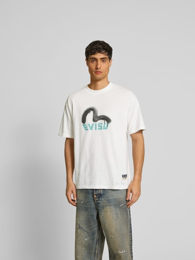 Evisu Regular Fit T-Shirt mit Label-Print Weiss 4