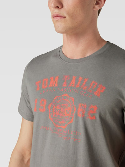 Tom Tailor T-shirt met labelprint Lichtgrijs - 3