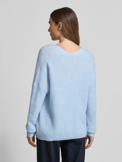 MOS MOSH Oversized gebreide pullover met ribboorden, model 'THORA' Lichtblauw - 5