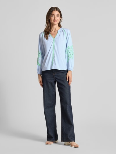 Emily Van den Bergh Blusenshirt mit Tunikakragen Hellblau 1