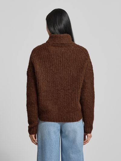 Fynch-Hatton Relaxed fit pullover van alpacamix in gebreide look Donkerbruin - 5