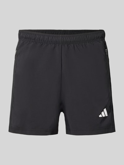 Produktfoto, Regular Fit Sport-Shorts mit Logo-Print von adidas Training, Optik: Unifarben, Passform: Regular-Fit, Applikation: Logo-Print, Verschluss: Tunnelzug innen, Bundabschluss: Elastisch, Taschen: seitliche Reißverschlusstasche