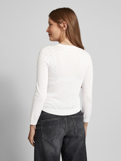 Marella Gebreide pullover van lamswol met siersteentjes, model 'ELCE' Offwhite - 5