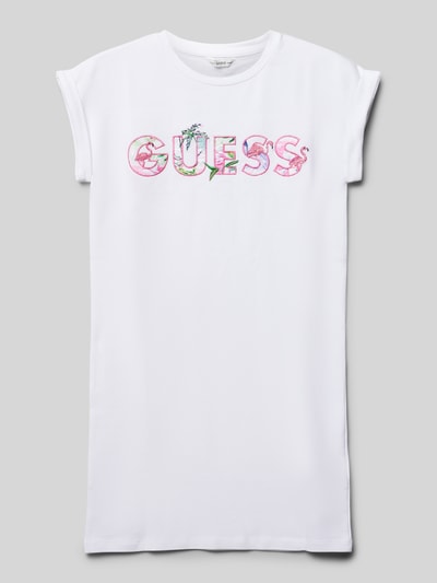 Guess T-Shirt-Kleid mit Label-Stitching Weiss 1