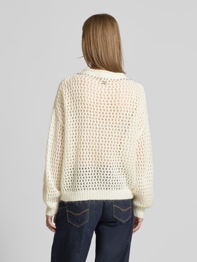 Liu Jo White Oversized Strickpullover mit Mohair- und Lanawoll-Anteil Offwhite 5