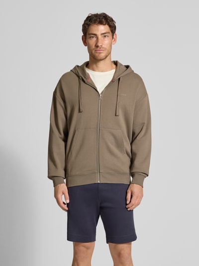 HUGO Relaxed fit sweatjack van puur katoen, model 'DAPOZIP' Middengrijs - 4