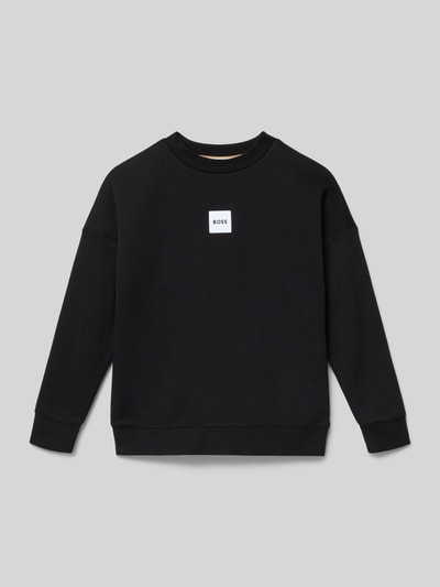 Produktfoto, Regular Fit Sweatshirt aus Baumwoll-Mix von BOSS in Optik: Unifarben mit Label-Patch, Crew Neck, Langarm, Material: Baumwoll-Mix.