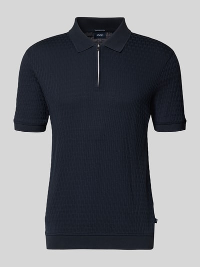 Produktfoto, dunkelblaues Slim Fit Poloshirt mit Reißverschluss, strukturierte Baumwolle, Modell 'Franciscojose' von JOOP! Collection